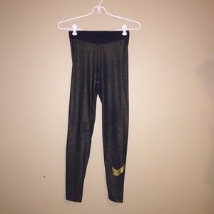 Nike Pro Gold Sparkle Compression Pants
